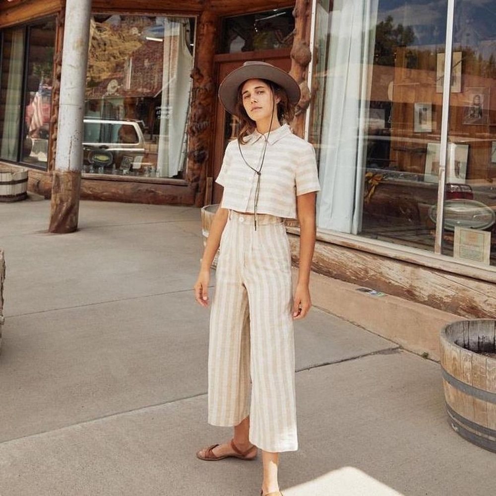 NWT Christy Dawn Nina Two Piece Ecru Stripe sz M